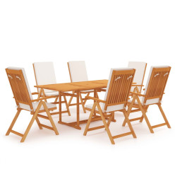 Salon de jardin 7 pcs avec coussins Bois de teck massif