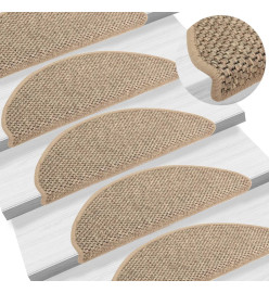 Tapis d'escalier autocollants 15 pcs 65x21x4 cm Beige foncé