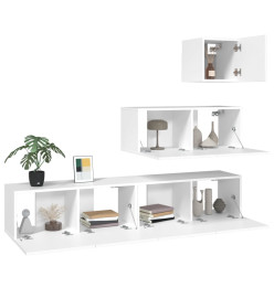 Ensemble de meubles TV 4 pcs Blanc Bois d'ingénierie