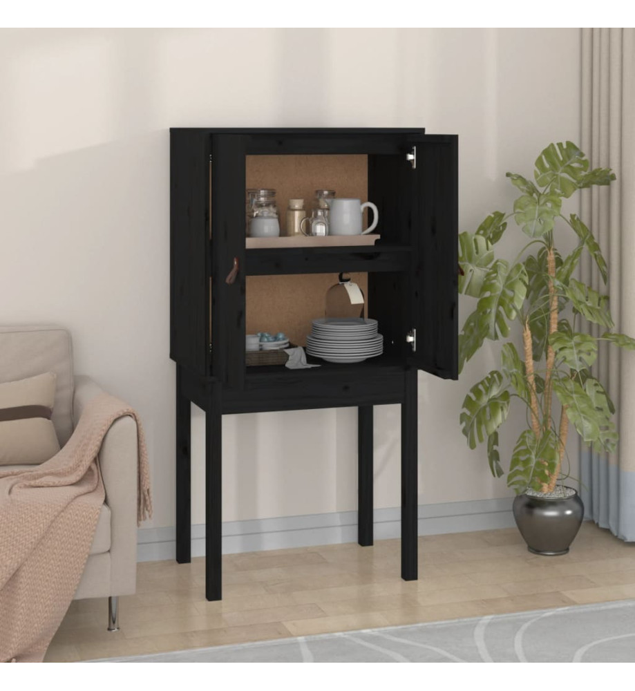 Buffet haut Noir 60x40x120 cm Bois massif de pin