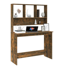 Bureau avec étagères Chêne fumé 110x45x157 cm Bois d'ingénierie