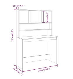 Bureau avec étagères Chêne fumé 110x45x157 cm Bois d'ingénierie