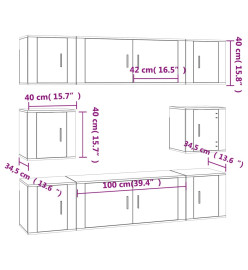 Ensemble de meubles TV 8 pcs Chêne fumé Bois d'ingénierie