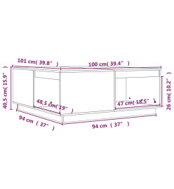 Table basse Blanc 100x101x40,5 cm Bois massif de pin