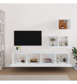 Ensemble de meubles TV 4 pcs Blanc Bois d'ingénierie