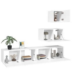 Ensemble de meubles TV 4 pcs Blanc Bois d'ingénierie