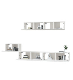 Ensemble de meubles TV 5 pcs Blanc Bois d'ingénierie