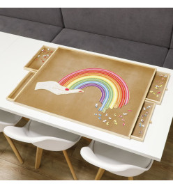 HI Table de puzzle avec 4 tiroirs 76x57x4,5 cm Bois