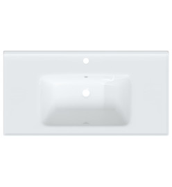 Évier de salle de bain blanc rectangulaire céramique