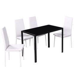 Ensemble de table à manger cinq pièces noir et blanc