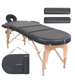 Table de massage pliable 4 cm d'épaisseur et 2 traversins Noir