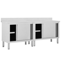 Tables avec portes coulissantes 2 pcs 200x50x(95-97) cm Inox