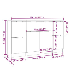 Buffets 3 pcs Sonoma gris Bois d'ingénierie