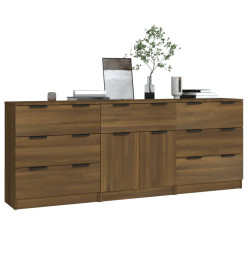 Buffets 3 pcs Chêne marron Bois d'ingénierie