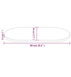 Dessus de table blanc 90x45x2,5 cm bois de pin massif ovale