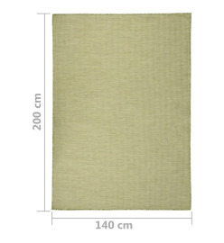 Tapis à tissage plat d'extérieur 140x200 cm Vert