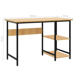 Bureau d'ordinateur Noir/chêne clair 105x55x72 cm MDF et métal