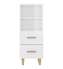 Buffet Blanc brillant 34,5x34x90 cm Bois d'ingénierie