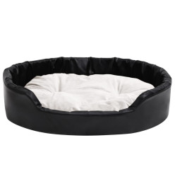 Lit pour chiens Noir et beige 90x79x20 cm Peluche et similicuir