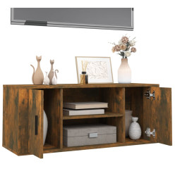 Meuble TV Chêne fumé 100x35x40 cm Bois d'ingénierie