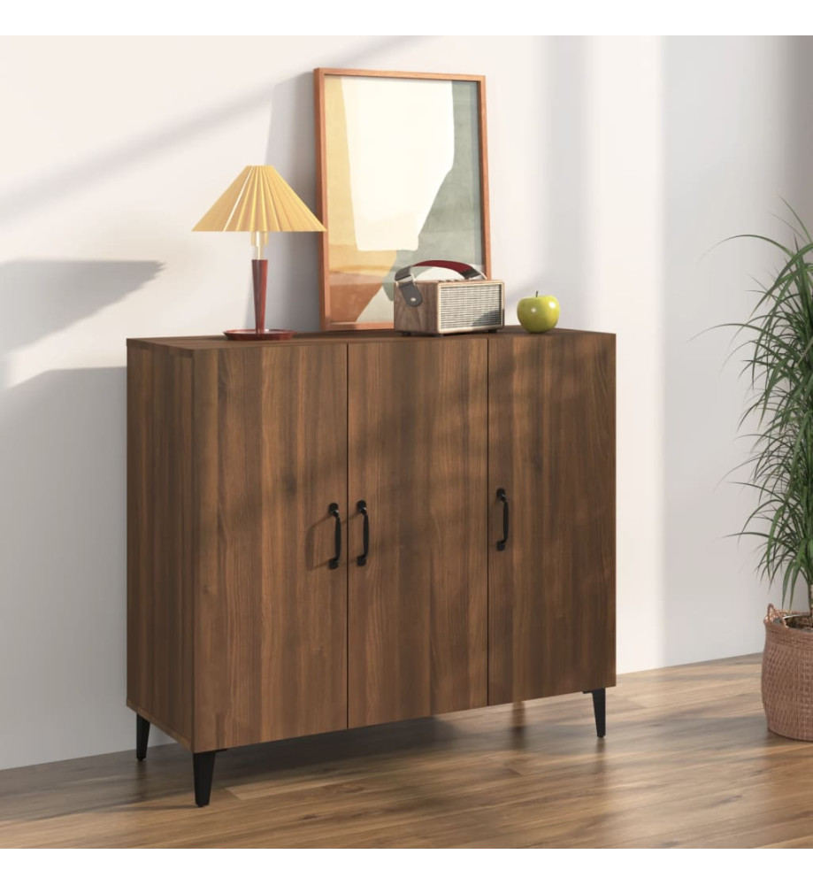 Buffet chêne marron 90x34x80 cm bois d'ingénierie