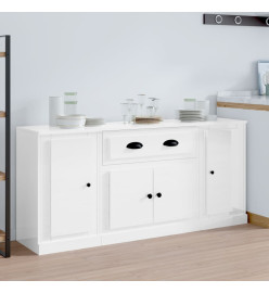 Buffets 3 pcs blanc brillant bois d'ingénierie