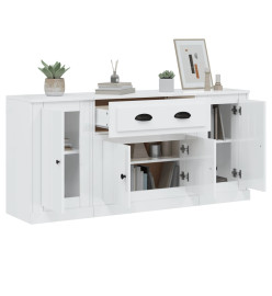 Buffets 3 pcs blanc brillant bois d'ingénierie