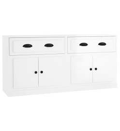 Buffets 2 pcs blanc brillant bois d'ingénierie