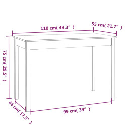 Table à manger Noir 110x55x75 cm Bois massif de pin