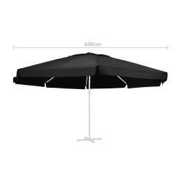 Tissu de remplacement pour parasol d'extérieur Noir 600 cm