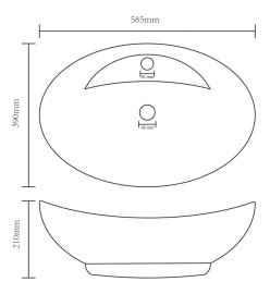 Lavabo ovale à trop-plein Gris clair mat 58,5x39 cm Céramique