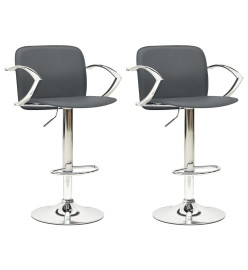 Tabourets de bar lot de 2 gris cuir artificiel