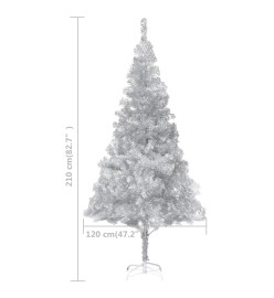 Sapin de Noël artificiel avec support argenté 210 cm PET