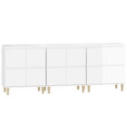 Buffets 3 pcs blanc brillant 60x35x70 cm bois d'ingénierie