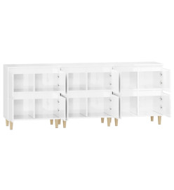 Buffets 3 pcs blanc brillant 60x35x70 cm bois d'ingénierie