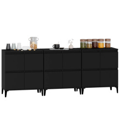 Buffets 3 pcs noir 60x35x70 cm bois d'ingénierie