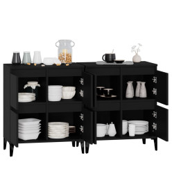 Buffets 2 pcs noir 60x35x70 cm bois d'ingénierie