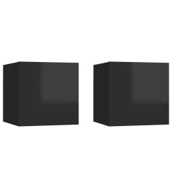 Meubles TV muraux 2 pcs Noir brillant 30,5x30x30 cm