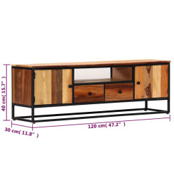 Meuble TV 120 x 30 x 40 cm Bois de récupération massif et acier