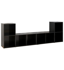 Meubles TV 4 pcs Noir brillant 72x35x36,5 cm Aggloméré