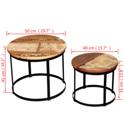 Table basse 2 pcs Bois récupéré massif Rond 40 cm / 50 cm