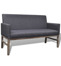 Banc avec coussin rembourré tissu hévéa gris foncé