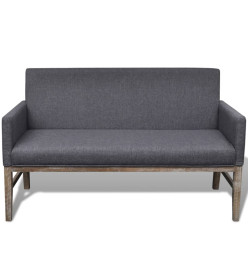 Banc avec coussin rembourré tissu hévéa gris foncé