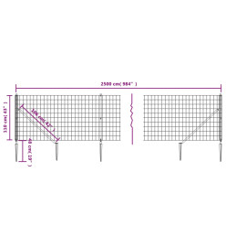 Clôture en treillis métallique et ancrage anthracite 1,1x25 m