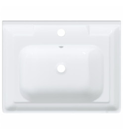 Évier de salle de bain blanc 61x48x23cm rectangulaire céramique