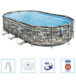 Bestway Ensemble de piscine ovale Power Steel Comfort 610x366x122 cm