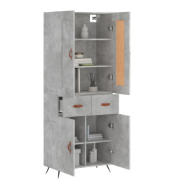 Buffet haut Gris béton 69,5x34x180 cm Bois d'ingénierie