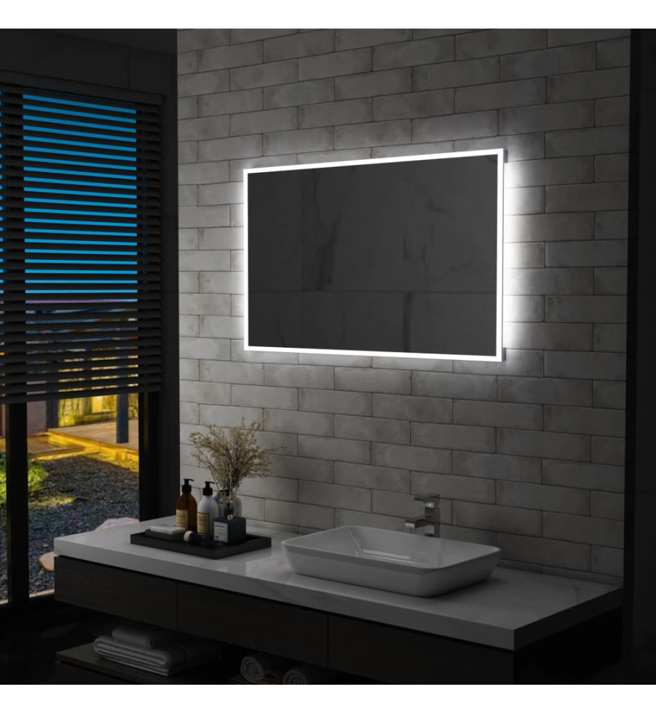 Miroir mural à LED pour salle de bains 100x60 cm