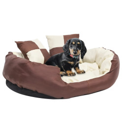 Coussin réversible lavable de chien Marron et crème 85x70x20 cm