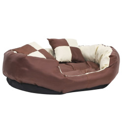 Coussin réversible lavable de chien Marron et crème 85x70x20 cm